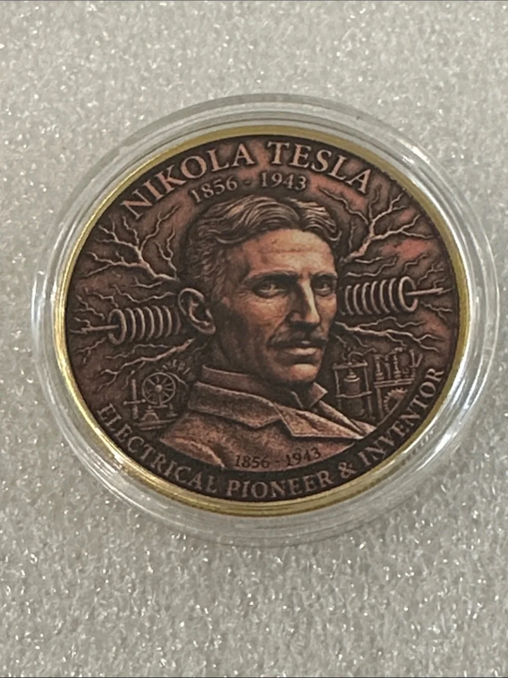 Nikola Tesla Commemorative Coin - Antique Copper Finish